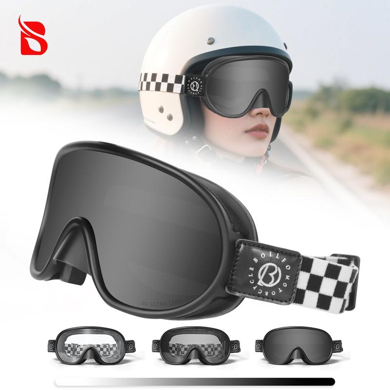 BOLLFO Photochromic Motorcycle Riding Glasses Anti-Fog UV Protection Cycling MX ATV MTB off Road Snowmobiling Motocross Eyewear ONE SIZE