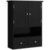 Wand-Badezimmerschrank Hängeschrank Wandmontierte Badezimmermöbel mit 2 Türen und 2 Schubladen 50,8x17,8x66 cm Schwarz