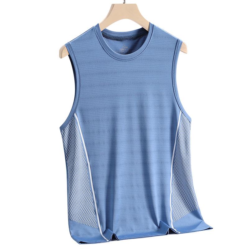 Men's Summer Ice Silk Quick-Dry Sleeveless Sports Vest: Breathable, Lightweight, Versatile, and Trendy