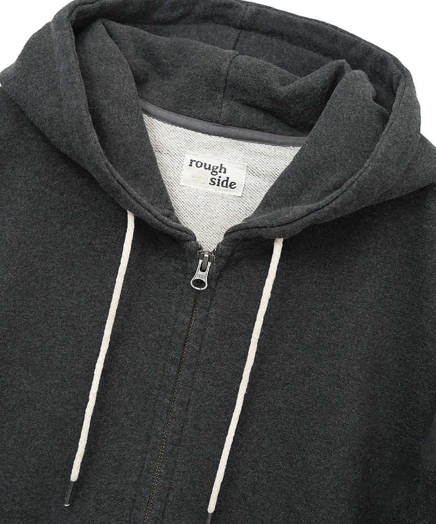 Ters Yüzlü Oversize Fermuarlı Kapüşonlu Sweatshirt Grafit