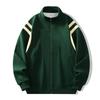 Men's New Casual Cardigan Hoodie Solid Color Striped Loose Jacket Stand Collar Zipper Top