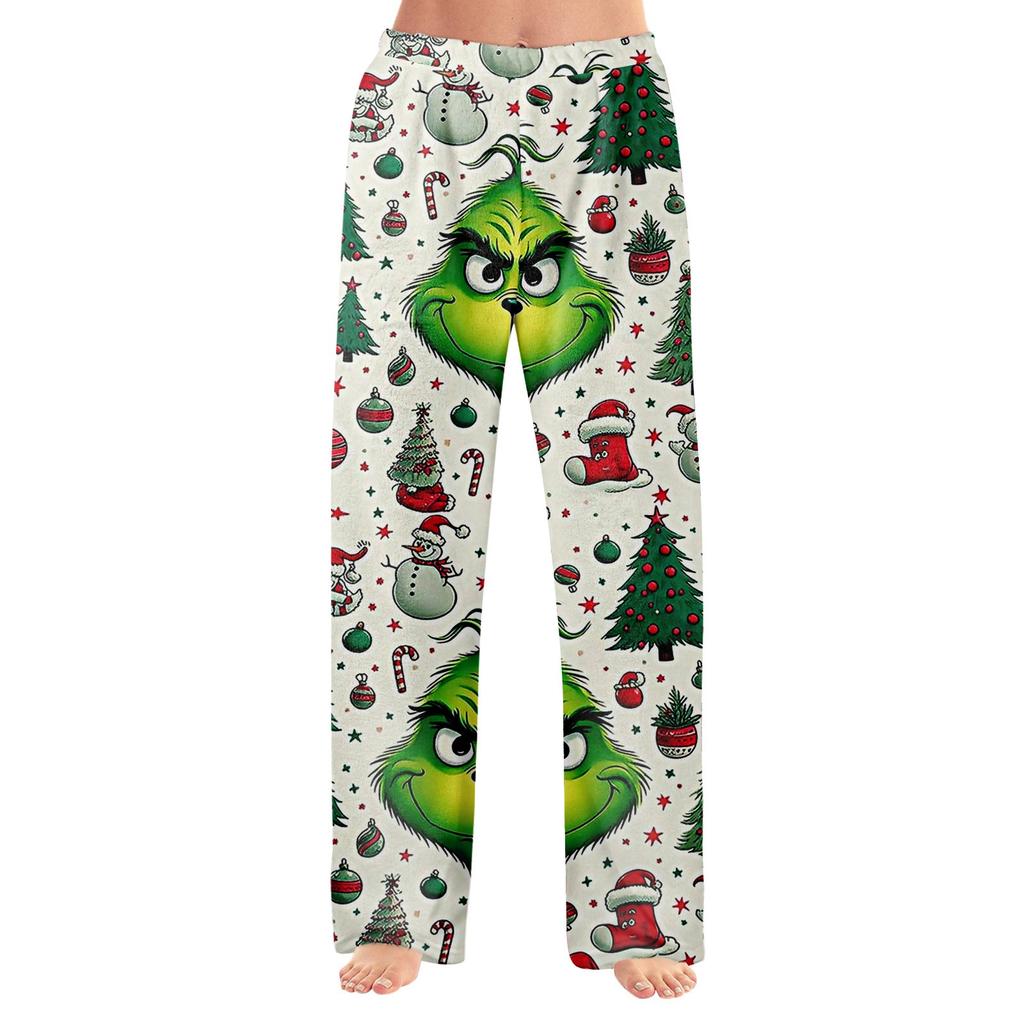 Damen Winterhose in voller Länge, lange Hose mit Weihnachtsdruck