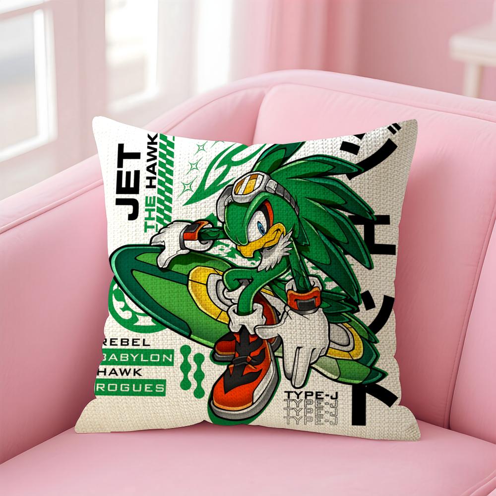 Classic Game Anime SSonic Cushion Cover Natural Linen Pillow Case DoubleSided Print Decorative Sofa Pillowcase Home Decor Gift