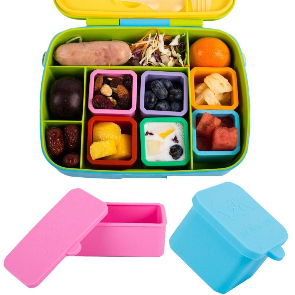 2pcs Square/Rectangle Dipping Sauce Cup Silicone Ice Cube Mold Lunch Box Divider  School