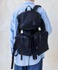 Bymoss Shiny 2-Pocket Nylon Backpack - Black