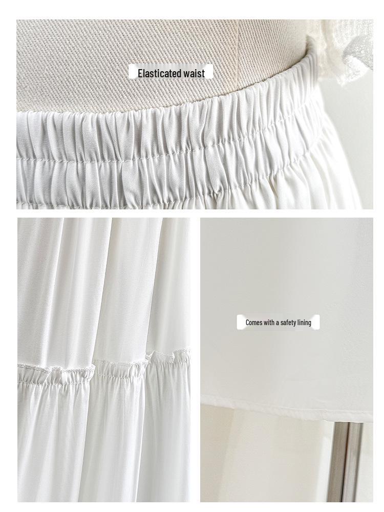 White Ruffle Draped Umbrella Skirt - Spring/Summer 2026 Collection