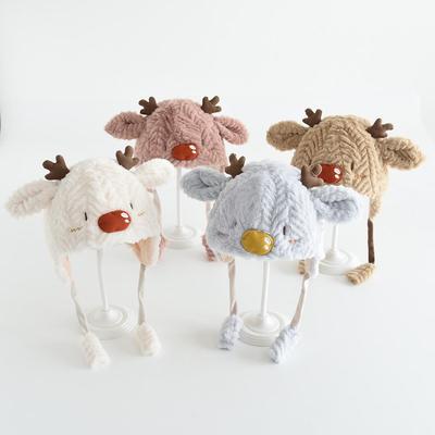 Cappello invernale antivento in peluche per bambini con orecchie da renna 3D - Caldo, carino, pullover con protezione per le orecchie