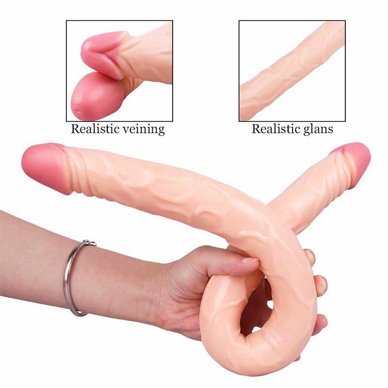 Obrovské dildo 21/43/56 cm Super realistické erotické hračky na měkký penis s dvojitou hlavou pro ženy Muži