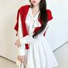 French White Shirt Dress Women's Long Sleeves Waist Thin Design Sense Small Fragrant Temperament Short Skirt New