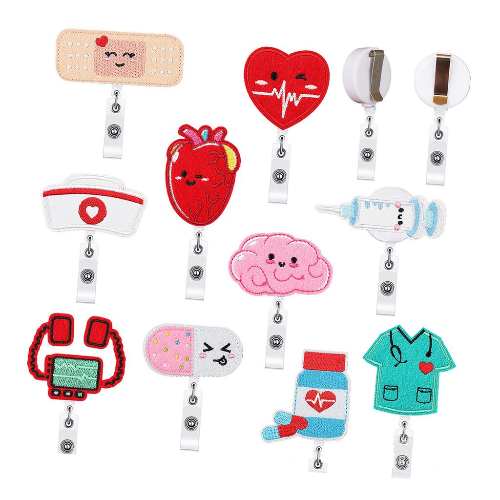 Recyclable Retractables Badges Holders for Nurses With Embroidery Designs and Secure Attachment Clip