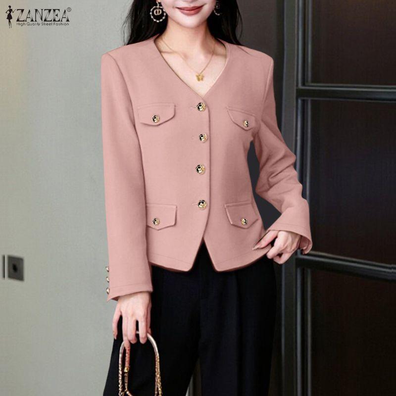 ZANZEA Women Casual V-Neck Long Sleeve Cardigan Blouse