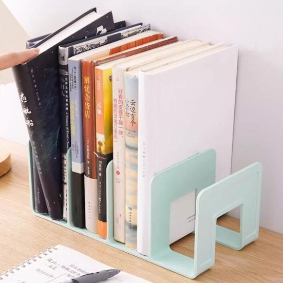 Modern Geometric Bookend Lattice Plastic Desktop Book Holder for Shelves Desk Space-Saving Multi-Purpose Organizer