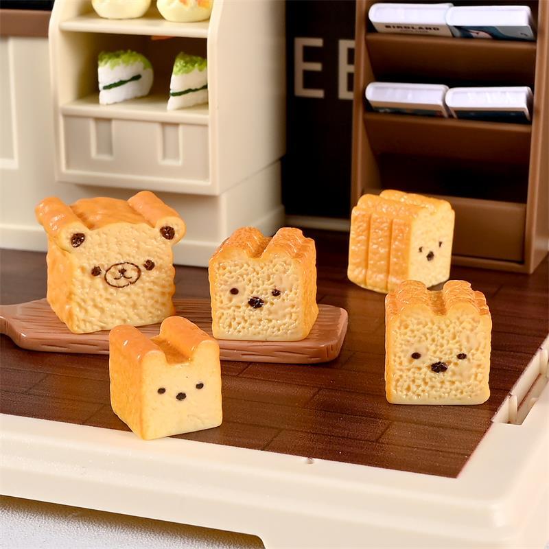 5 PCS Cute Dollhouse Miniature Kitchen Food Toy Bagged Toast Bread Model Home Decor Kid Play Toy Micro Landscape Ornaments Gifts