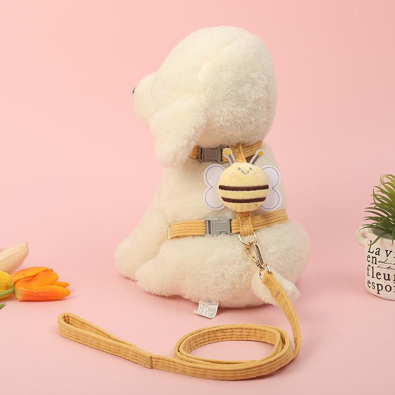 

Набор поводков для домашних животных, милые шлейки для собак и кошек, мягкие регулируемые поводки для прогулок на открытом воздухе, анти-потерянный поводок для щенков и кошек, товары для домашних животных S жёлтый