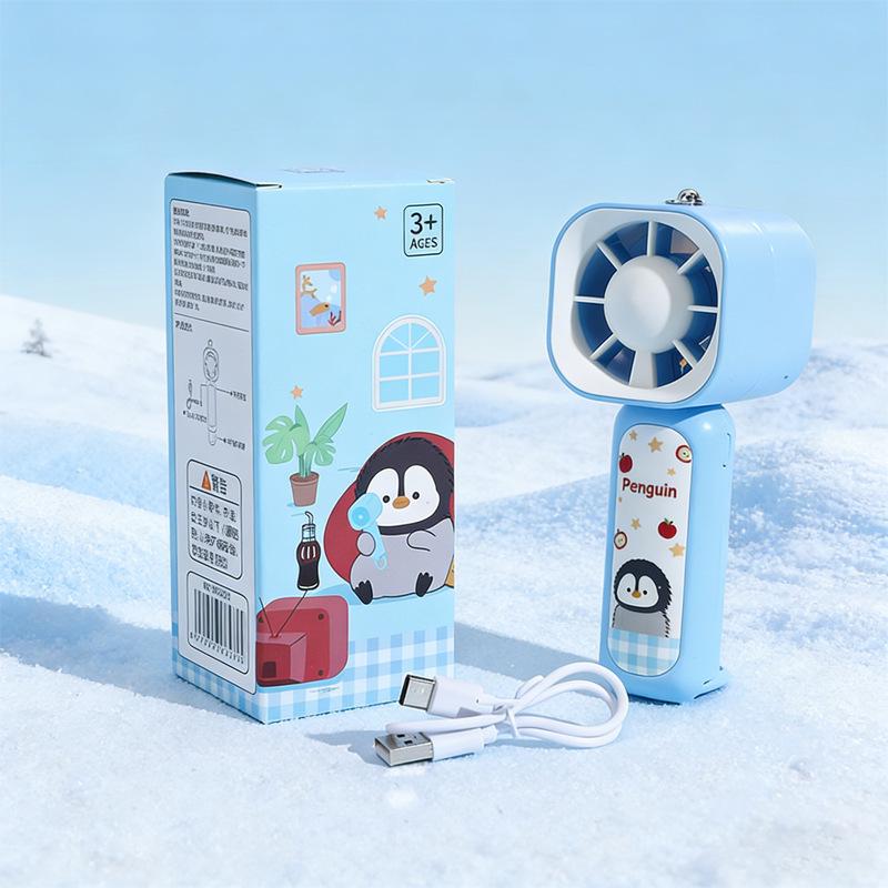 

Cute Penguin Series USB Rechargeable Handheld Desktop Fan for Girls - Color Box Packaging Penguin Series