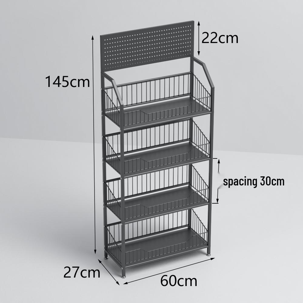 Freestanding Multilayer Snack & Beverage Display Rack for Convenience and Home Use