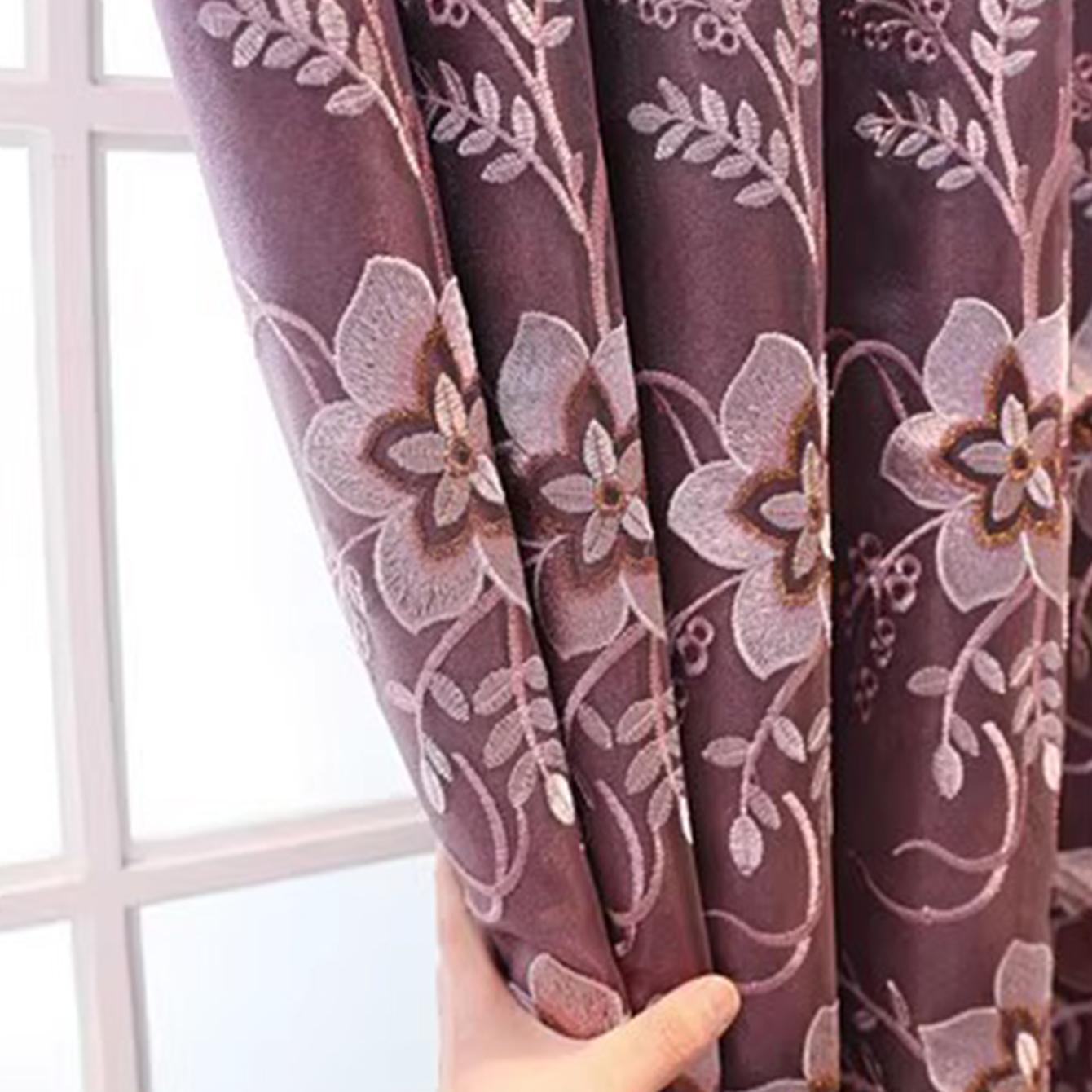 Planten Bloemen Verduisterende Gordijnstof Scandinavisch Eenvoudige Slaapkamer Woonkamer Balkon Sfeervol Dubbele Laag W132xH183cm&Grommet Top
