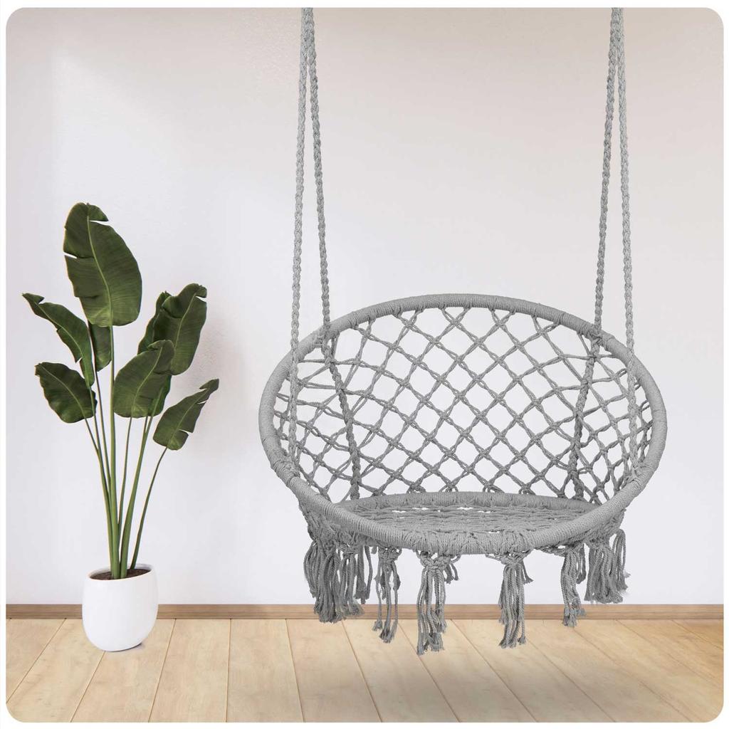 Hängende Garten Schaukelstuhl Boho Grau