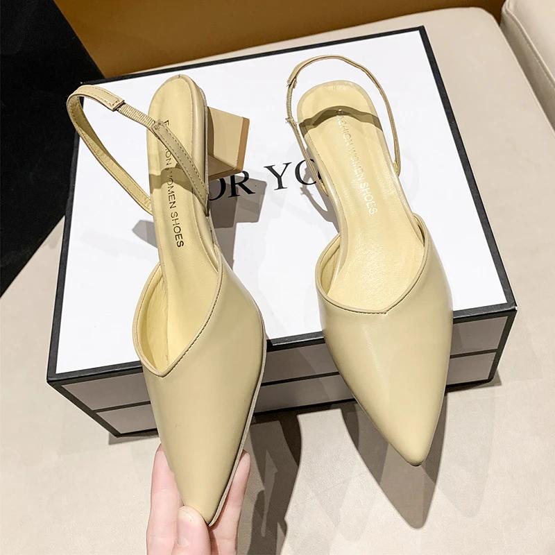 Women's Heeled Sandals Summer Fashion Sexy Pointed Toe Square Heel Candy Color Ladies Mules Shoes Party Wedding Women Pumps New