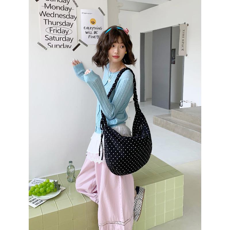

Spring New Polka Dot Crossbody Bag for Women Korean Style Casual Shoulder Handbag чорний