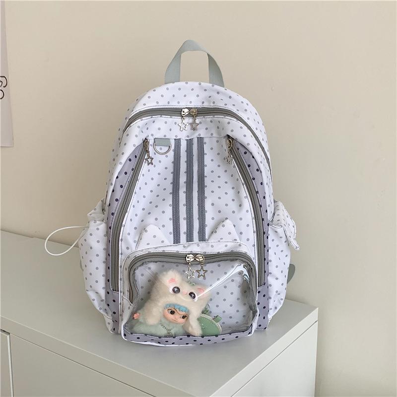 Schoolbag Polka Dot Student Schoolbag Large Capacity Transparent Pain Bag Commuter Leisure Student Schoolbag Two-dimensional Transparent Pain Bag