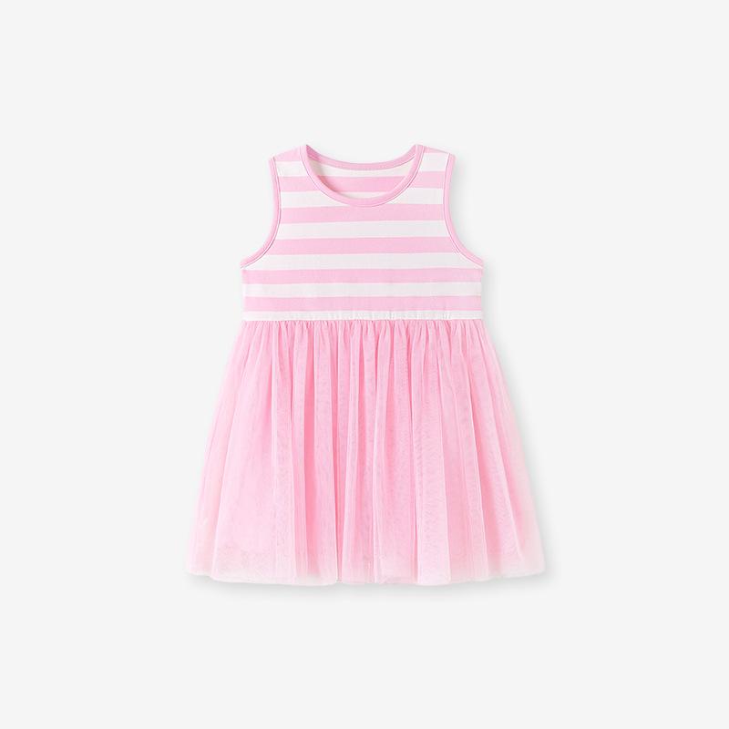 Striped Toddler Tutu Dress for Girls Sleeveless Tulle Dresses Ruffle Tiered Swing Twirly Summer Sundress Casual Party Tulle Sundress for Kids