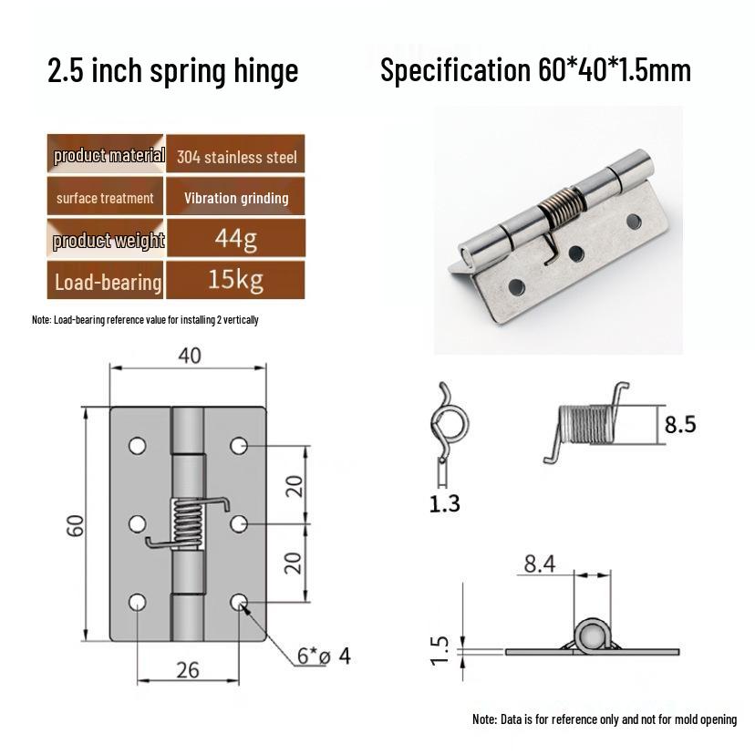 Automatic Spring Hinge - CL253-6: Available in 1", 1.5", 2", 2.5", and 3" for Smooth Opening and Closing.