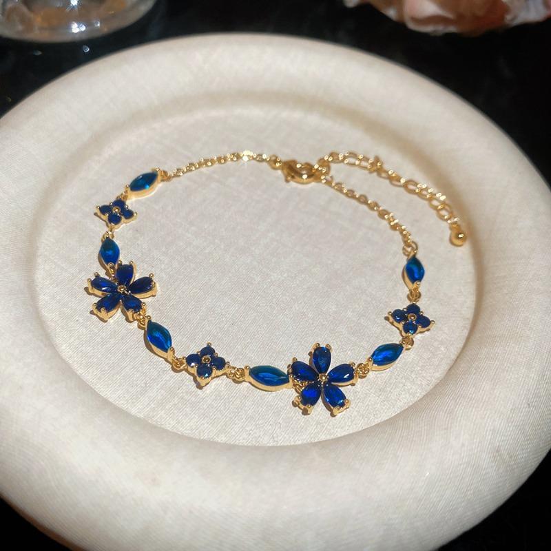 Zircon flower water drop exquisite fashion adjustable bracelet light luxury high sense bracelet personality elegant versatile jewelry