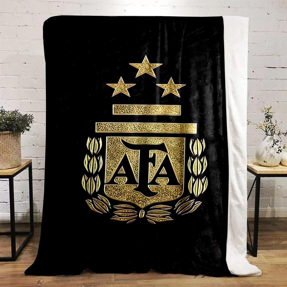 Golden AFA logo design on black background Flannel blanket for bedroom, living room, sofa, and nap