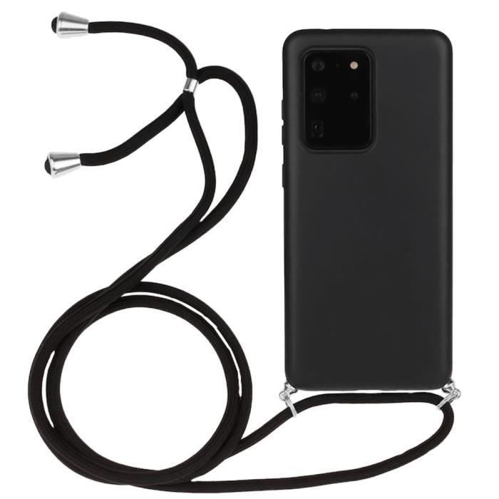 Coque avec Bandoulière - BOOLING - pour Samsung S20 Ultra - Silicone Souple - Noir - Antichoc