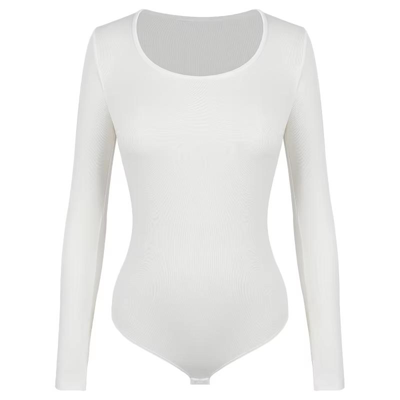 Women Shapewear Tummy Control Sexy Long Sleeve Bodysuit Round Neck Butt Lift Shirt Seamless Compression Shaper