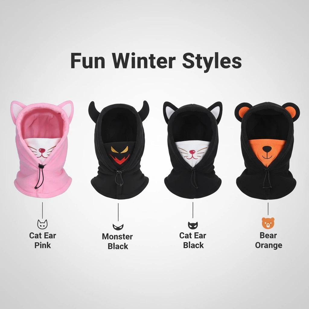 Kids' Winter Warm Cycling Balaclava Fleece Hat