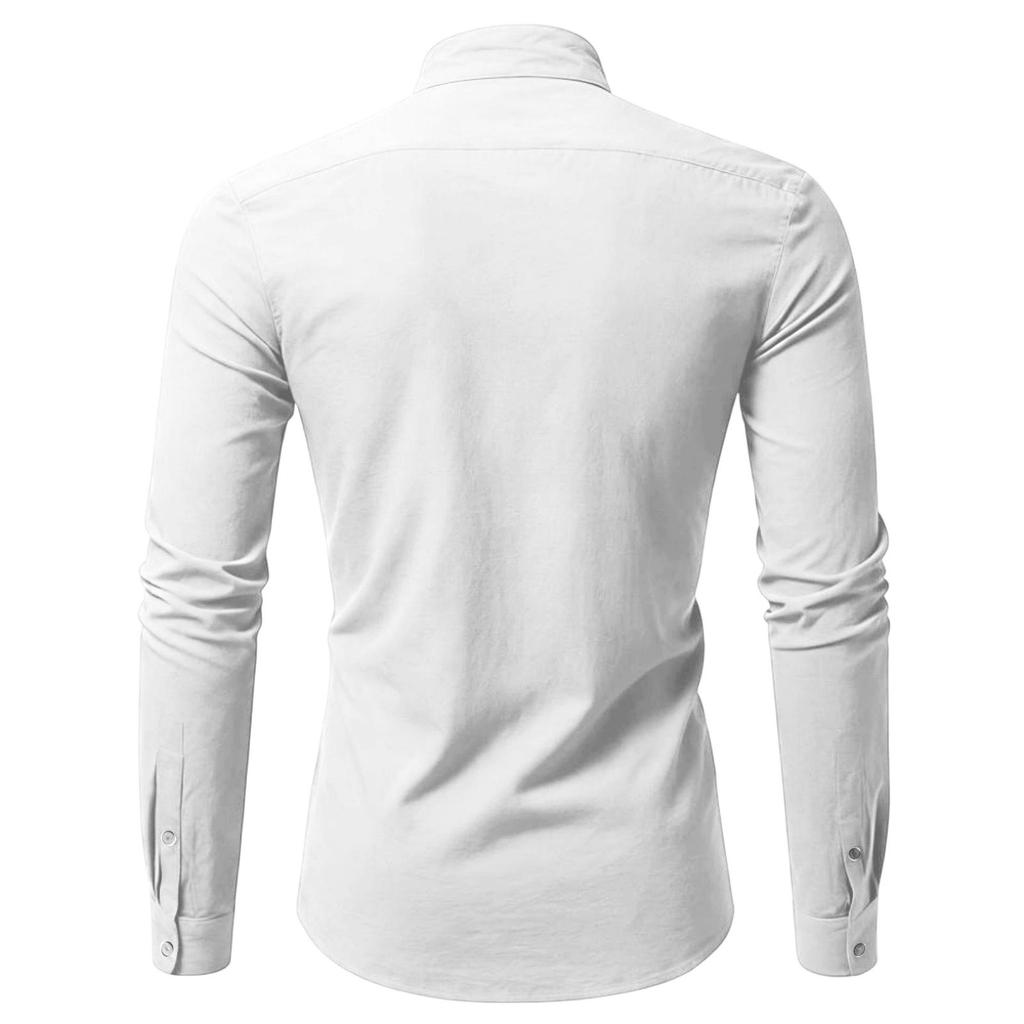 Herren Casual Einfarbig Stehkragen Knopf Strickjacke Herren Casual Langarm Baumwollhemd