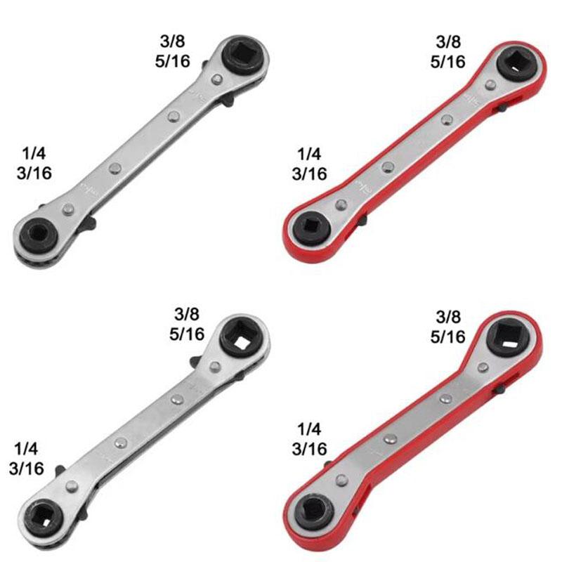 Refrigeration Ratchet Wrench Conditioning Service Wrench 4 Different Sizes 1/4 X 3/16 Square X 3/8 X 5/16 Square