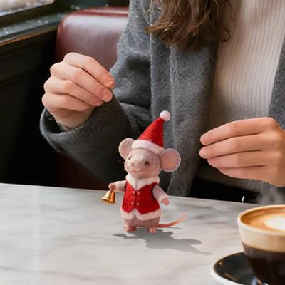 Felt Animals Mini Animal Figurine Christmas Felt Mouse Decor For Indoor Windowsills Holiday Bedroom Living Room Den Bookshelves