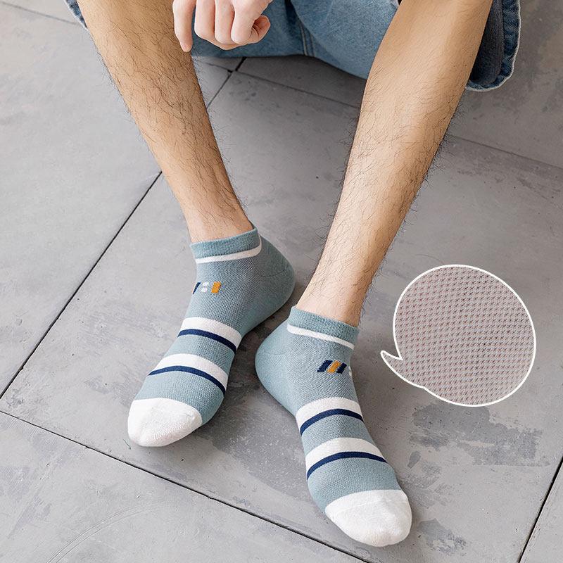 Men's Summer Thin Mesh Breathable Boat Socks Men's Moisture-wicking and Sweat-wicking Spring Men's Short Tubes Anti-odor Sports
