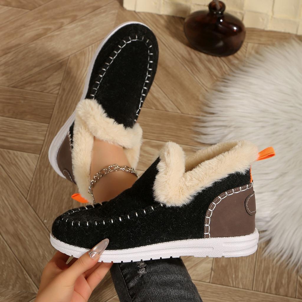 Roman Botas Fashion Catwalk Warm and Comfortable Plus Velvet Casual Short Boots Winter/autumn Round Toe Women's New Snow Boots