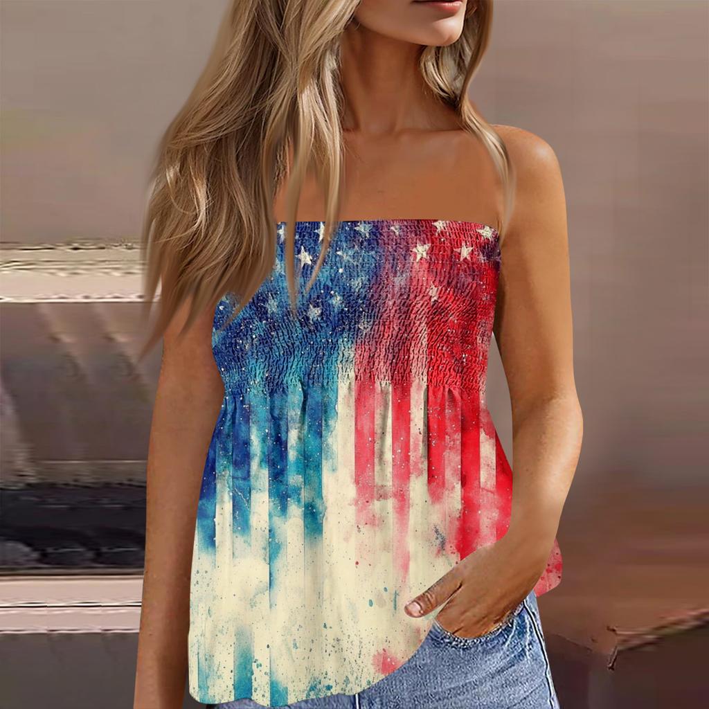 Tube Tops For Women,Cute Sexy Off Shoulder Print Sleeveless T-Shirt