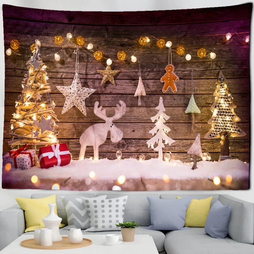 Weihnachtliches Katzenmuster Wandteppich Schlafzimmer Wohnzimmer Heim Wanddekoration