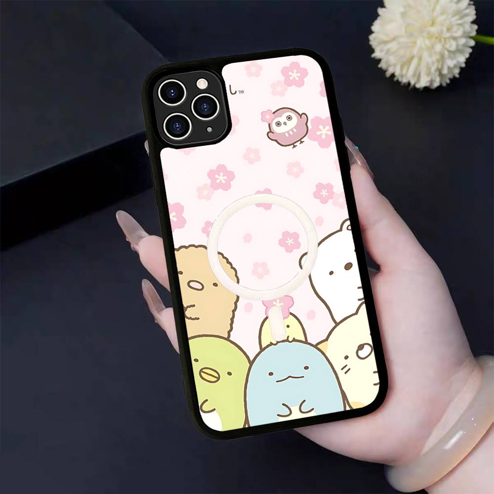Cartoon S-sumikko Gurashi Magnetic Matte Phone Case For IPhone 16 17 15 14 13 12 11 For Magsafe Wireless Charge Cover