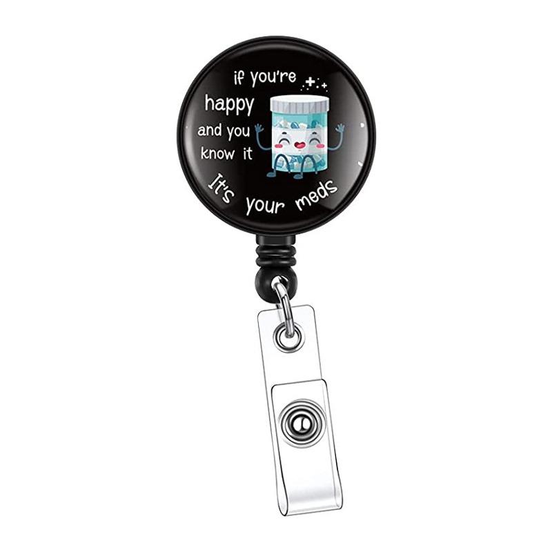 Fivela retrátil médica dos desenhos animados médico enfermeira licença de trabalho cordão criativo fácil de puxar fivela certificado marca nome