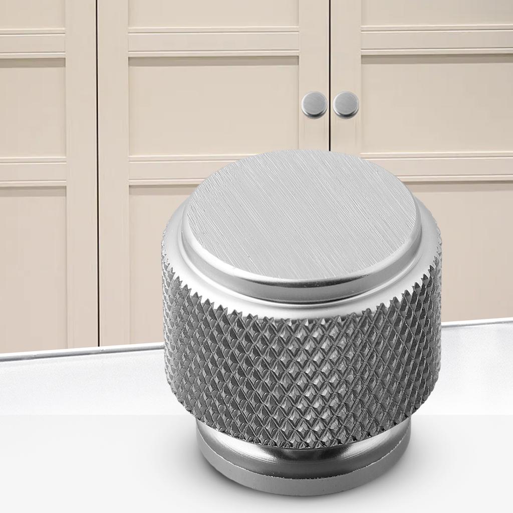 1pc Knurled Cabinet Knob Matt Black Aluminium Alloy Kitchen Cabinet Door Cupboard Drawer Knob Furniture Hardware Household Tool