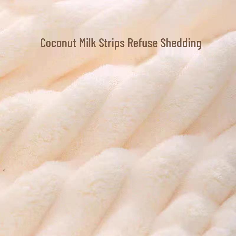 Candy Stripe Coral Fleece Towel - Thick & Soft, Water-Absorbent, Perfect for Bath, Face, and Hair Drying.