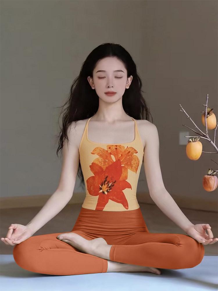 2026 Women s Super Hot Yoga Tank & Print Racerback Fitness Set Large