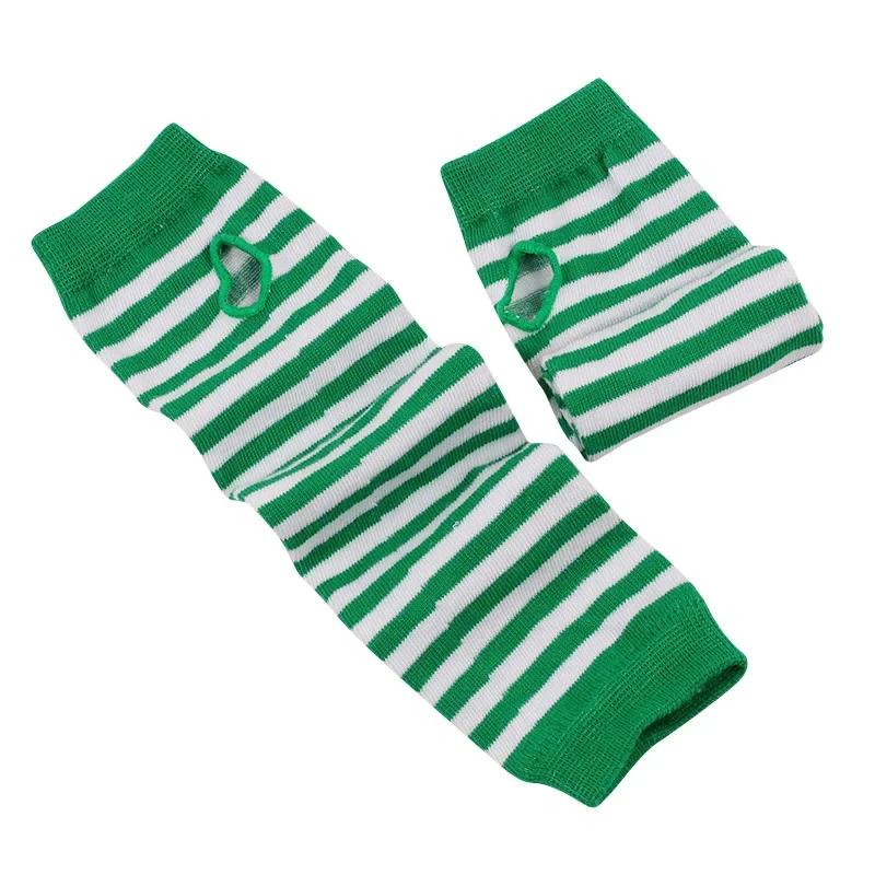 New Fashion Long Glove Arm Cover Classic Pink Black and White Striped Fingerless Elbow Gloves Warmer Knitted Long Wristband