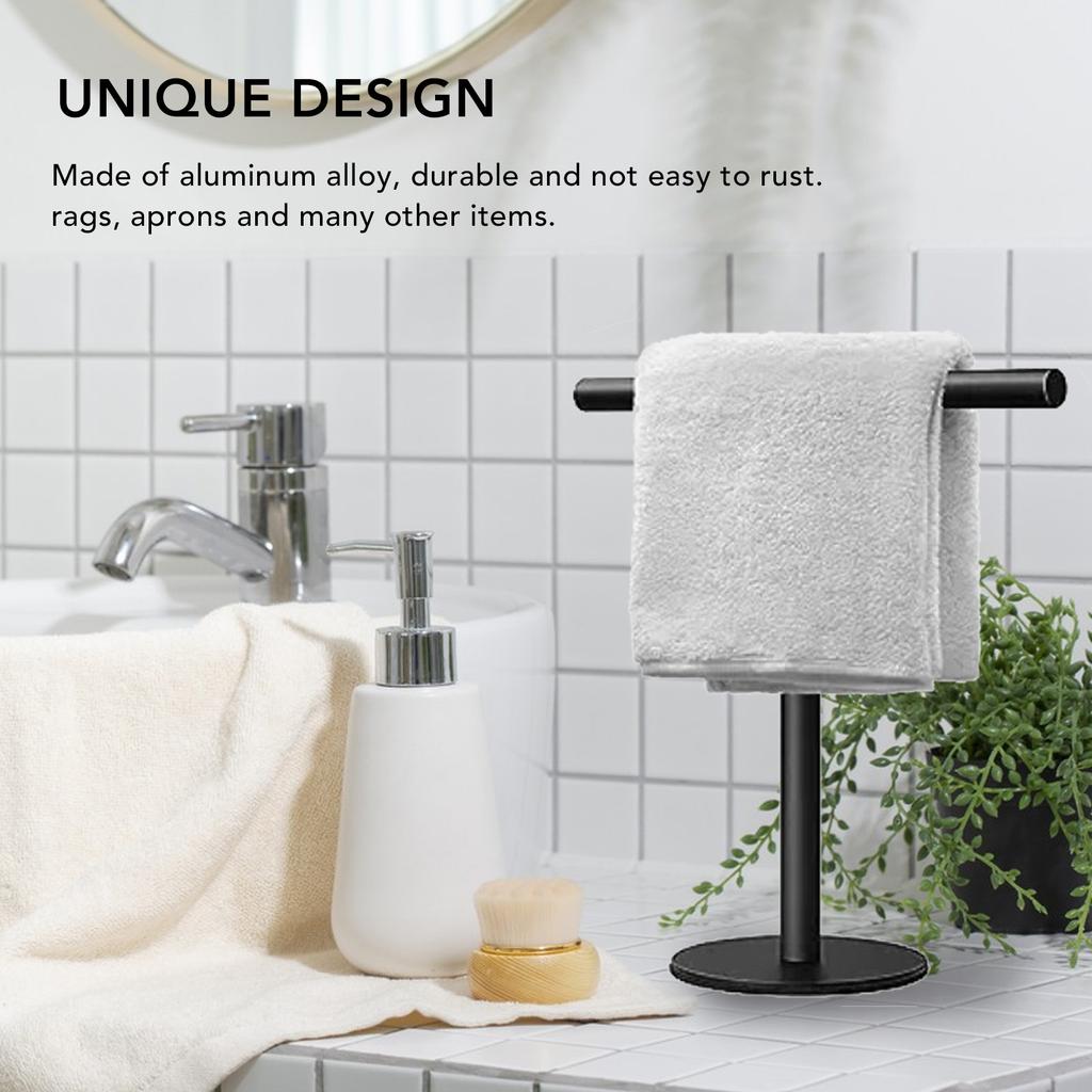 Bathroom Desktop Towel Rack Aluminum Stable Rust Proof Multifunctional Space Saving Hand Towel Holder Stand  for Apron