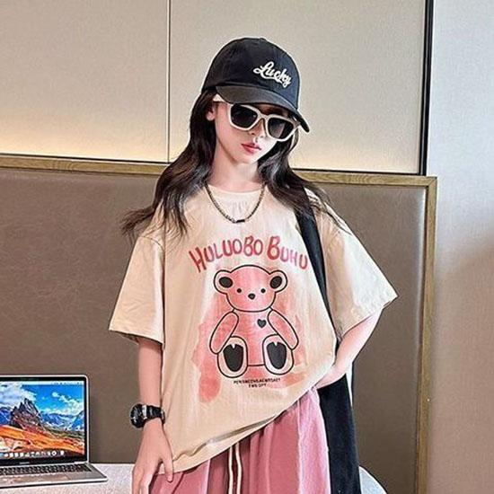 Girls Sports Two-Piece Summer Models Foreign Style Girls Big Girl Summer Short-Sleeved Suit Children's Casual T-Shirt Suit