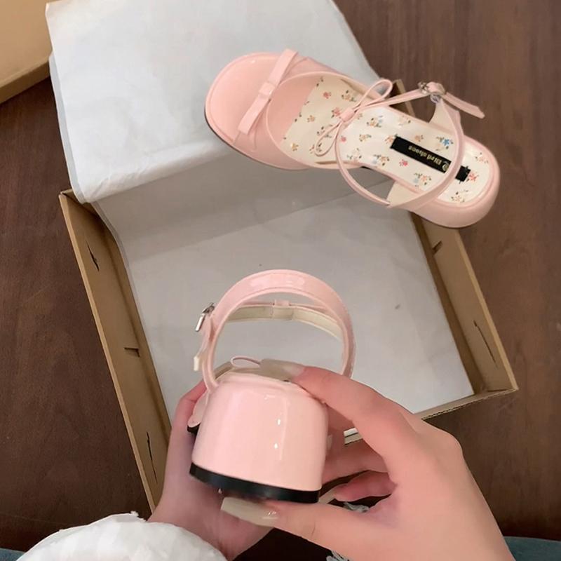 Fashion Summer Cover Toe Thick Heel Women Sandals Fashion Butterfly-knot Dress Shoes Women's Dancing Party Prom Sandalias