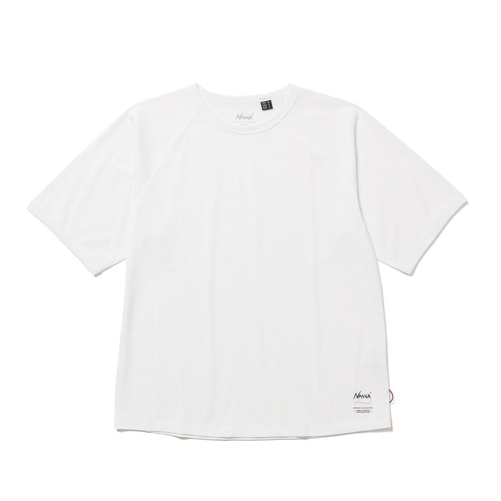 NANGA Men's Dry Mix Raglan Sleeve T-Shirt, Black and White, Casual, Moisture-Wicking, Quick-Drying, UV Protection, N2500-1M513A