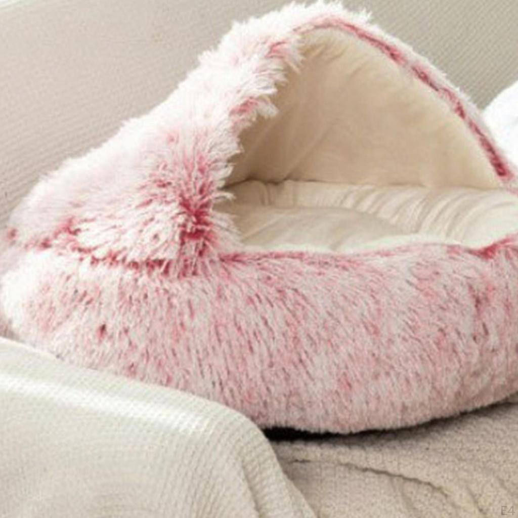 cat and dog Beds, Soft Plush Round Bedding Sleeping Pet Calming Nest Bed Cuddler for Kitten